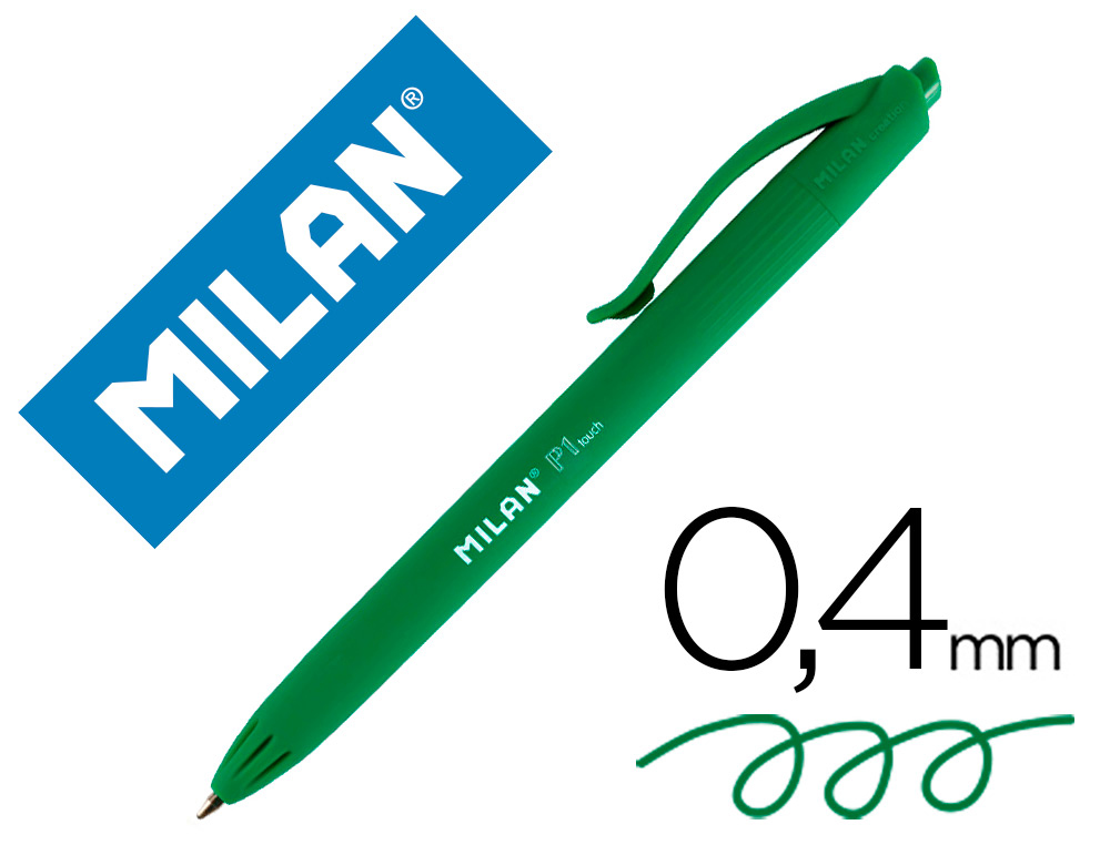 MILAN - Bolígrafo Retráctil P1 TOUCH VERDE Trazo 1mm (Ref.176513925)