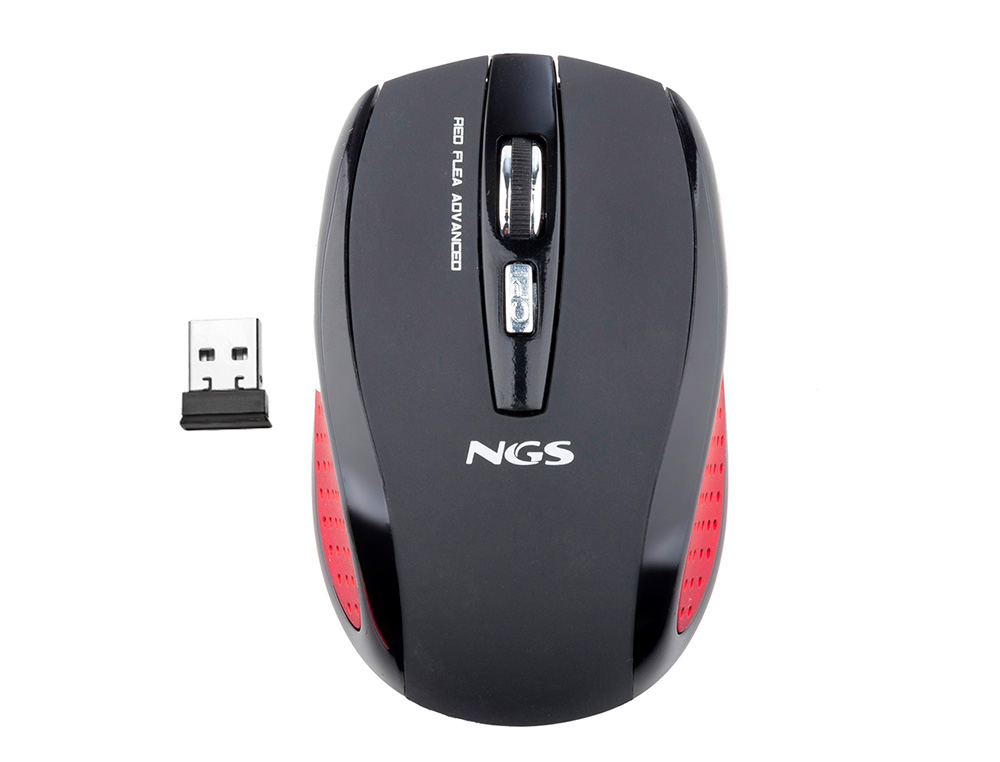 NGS - Raton wireless advanced optico inalambrico 800/1600 dpi ambidiestros receptor nano usb color rojo (Ref. FLEAADVANCEDRED)