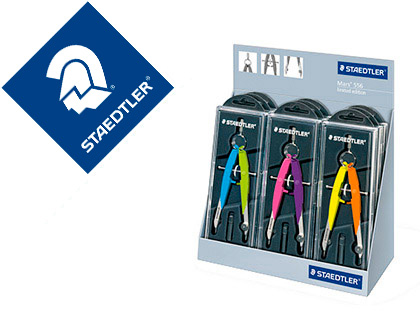 STAEDTLER - Compas micrometrico 556 con husillo y rueda central color neon expositor sobremesa de 9 unidades (Ref. 556 CA9PR5)