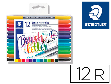 STAEDTLER - Rotulador 3004 doble punta para hand lettering estuche de 12 unidades colores surtidos (Ref. 3004 TB12)