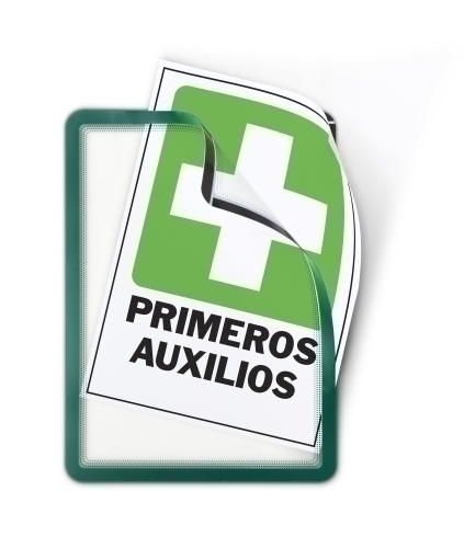 TARIFOLD - Pack DE 2 MARCOS IMANTADOS DORSO ADHESIVO REPOSICIONABLE PVC FORMATO A4 COLOR VERDE (Ref.194955)