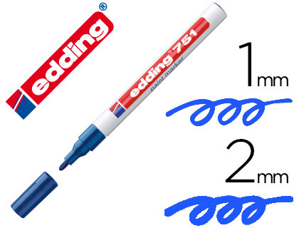 EDDING - Marcador permanente 751 Trazo 1 - 2 mm Punta conica Azul (Ref.751-03)