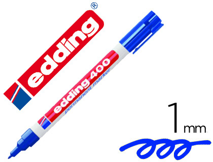EDDING - Marcador permanente recargable 400 Trazo 1 mm Azul Punta conica (Ref.400-03)