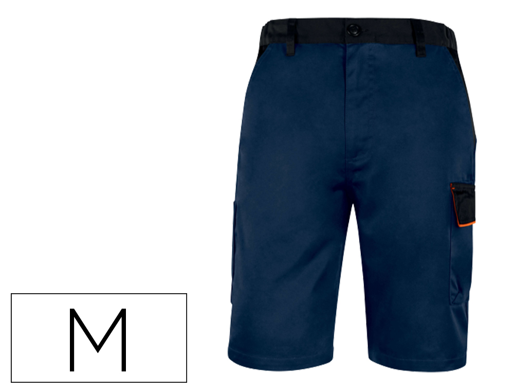 JATA - PANTALON DE TRABAJO DELTAPLUS BERMUDA CINTURA AJUSTABLE 5 BOLSILLOS COLOR AZUL NARANLLA M (Ref.M6BERBM-TM)