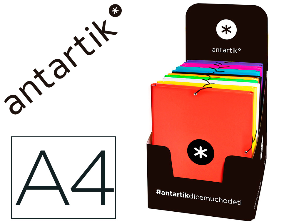 LIDERPAPEL - CARPETA ANTARTIK GOMAS A4 3 SOLAPAS CARTON FORRADO COLORES SURTIDOS (Ref.KA37)
