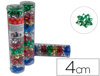 LIDERPAPEL - LAZOS FANTASIA PEQUEÑO COLORES METALIZADOS SURTIDOS TUBO 12 (Ref.LZ05)