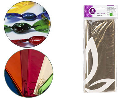 LIDERPAPEL - PAPEL CELOFAN 50X70 CM 22G/M2 BOLSA DE 5 HOJAS TRANSPARENTE (Ref.CL16)