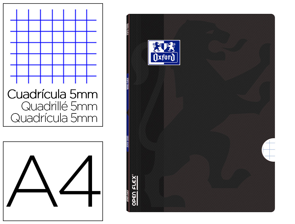 OXFORD - Libreta GRAPADA OPENFLEX A4 48H 90G 5X5 NEGRA (Ref.100105795)