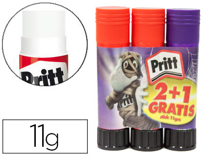 PRITT - Pegamento en barra 11 gr monsters pack promocional 2+1 sin cargo (Ref. 2032733)