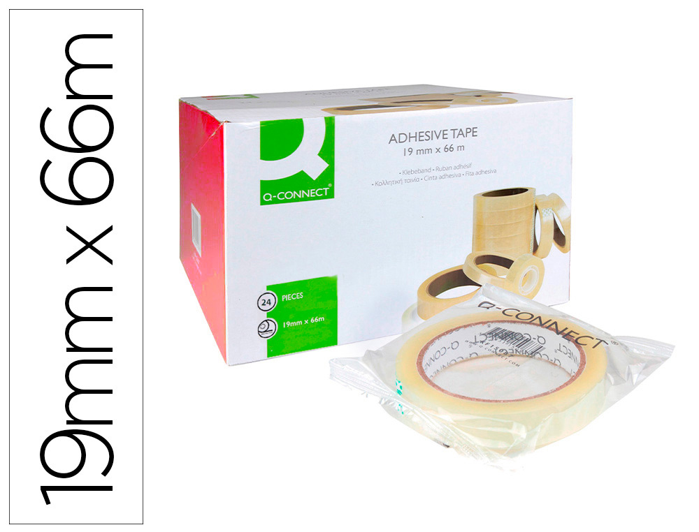 Q-CONNECT - CINTA ADHESIVA 66 MT X 19 MM ENCELOFANADA (Ref.KF15087)
