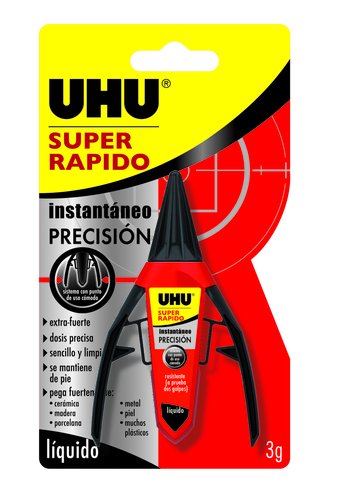 UHU - Super Rápido Precisión 3GR. INSTANTANEO SUPER RAPIDO. PTA FACIL MAYOR PRECISION DE PEGADO (Ref.36566)
