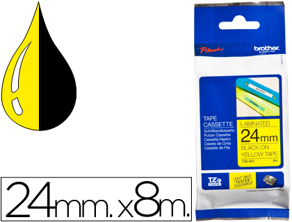 BROTHER - Cinta Rotuladora TZ E651 8m 24mm Negro/Amarillo (Ref.TZe651)