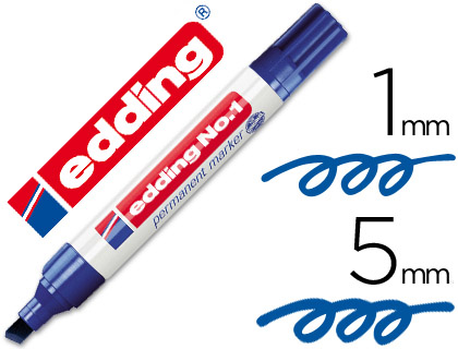 EDDING - Marcador permanente recargable Trazo 1-5mm Punta biselada Azul Secado rapido (Ref.1-03)