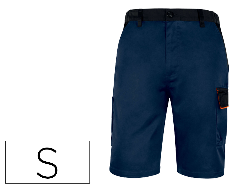 JATA - PANTALON DE TRABAJO DELTAPLUS BERMUDA CINTURA AJUSTABLE 5 BOLSILLOS COLOR AZUL NARANLLA S (Ref.M6BERBM-PT)