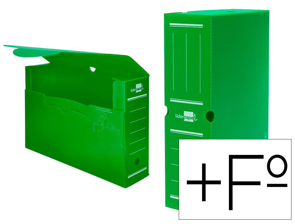 LIDERPAPEL - Caja archivo definitivo plastico verde 387x275x105 mm (Ref. DF20)