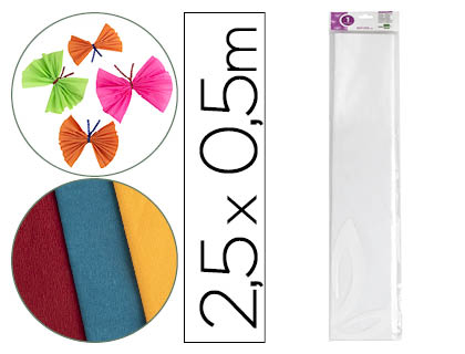 LIDERPAPEL - PAPEL CRESPON 50 CM X 2.5M 34G/M2 BLANCO (Ref.CP01)