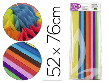 LIDERPAPEL - PAPEL SEDA 52X76CM 18G/M2 BOLSA DE 10 HOJAS COLORES SURTIDOS (Ref.SE02)