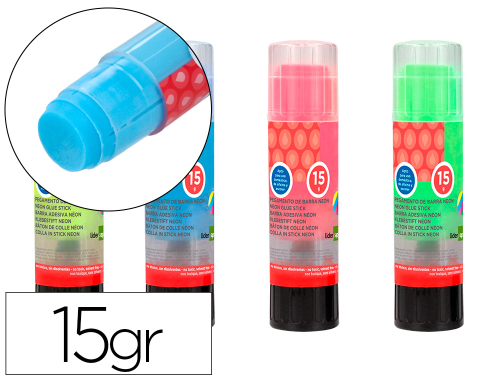 LIDERPAPEL - Pegamento en barra 15 gr color neon unidad (Ref. PE07)