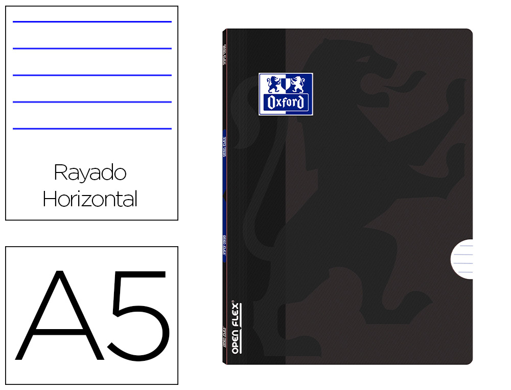 OXFORD - Libreta GRAPADA OPENFLEX A5 48H 90G PAUTA NEGRA (Ref.100108167)