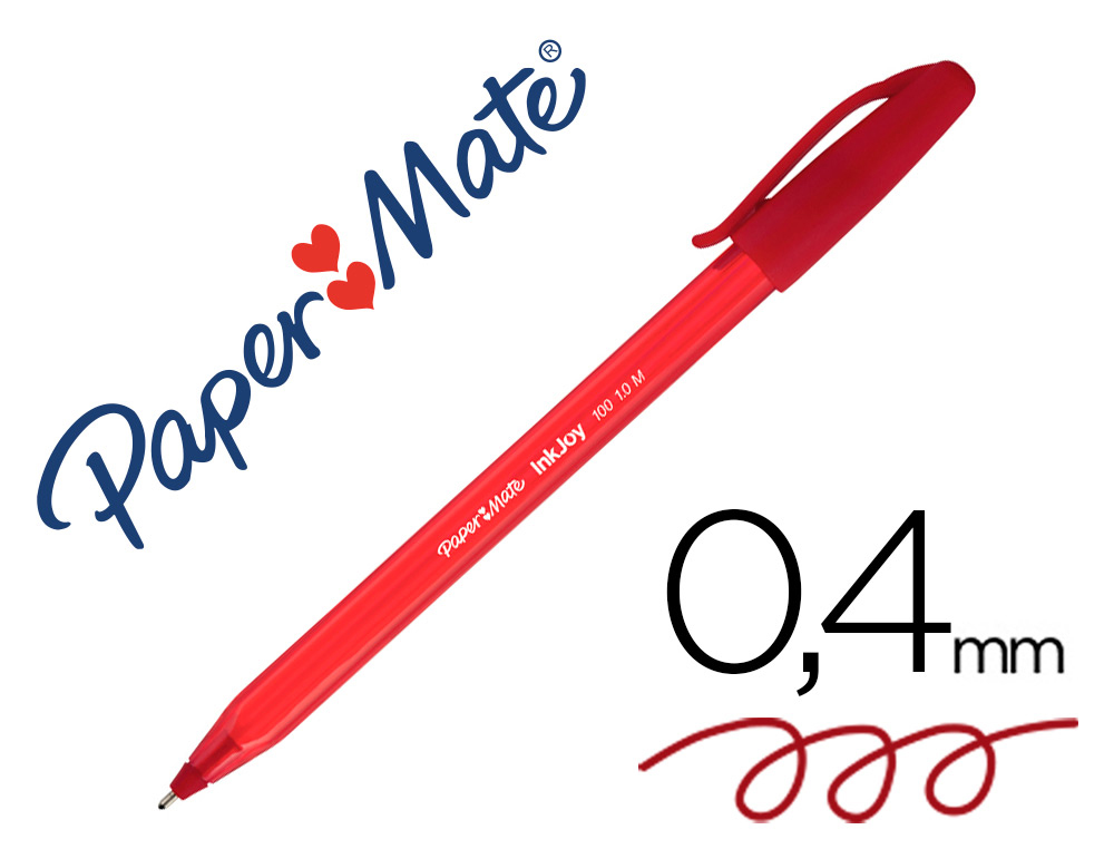 PAPER MATE - Boligrafo Inkjoy 100 Rojo Trazo 0.4 mm (Ref.S0957140)
