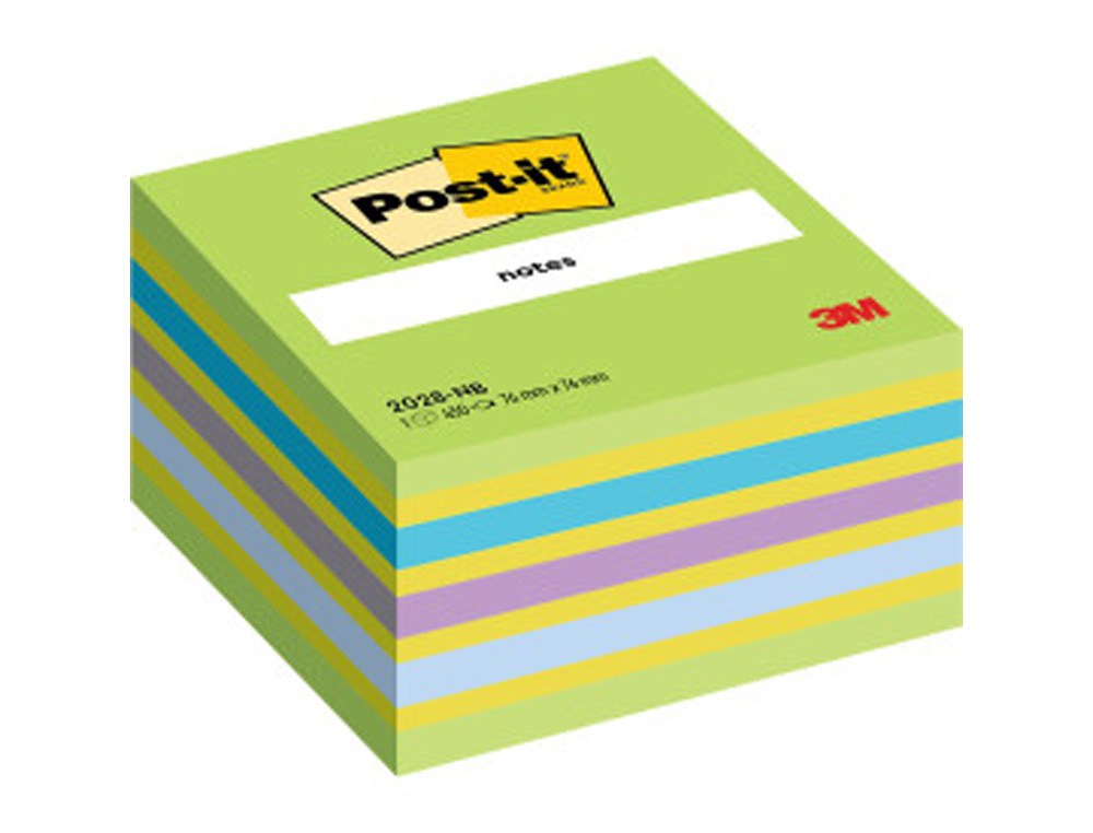 POST-IT - Cubo notas adhesivas 450h Azul/Verde neon 76x76mm (Ref.FT510093253)