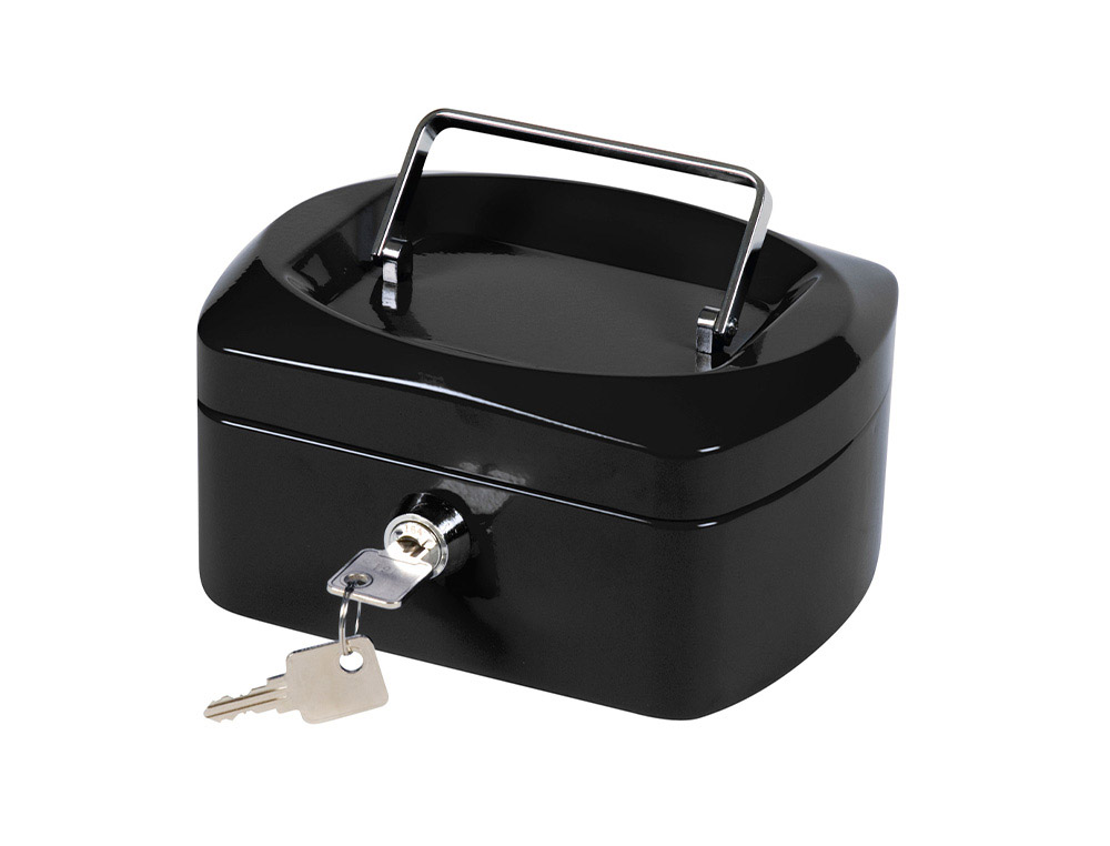 Q-CONNECT - CAJA CAUDALES 6" 152X115X80 MM NEGRA CON PORTAMONEDAS (Ref.KF02601)