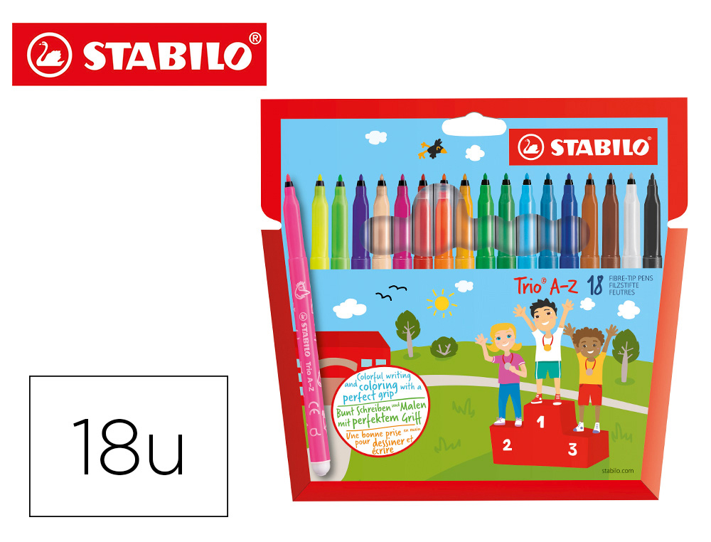 STABILO - ROTULADOR TRIO CAJA DE 18 COLORES (Ref.378/1-18-01)