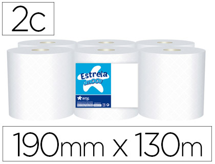 AMOOS - PAPEL SECAMANOS 2 CAPAS 190 MM X 130 MT PAQUETE DE 6 ROLLOS (Ref.J621316.3)