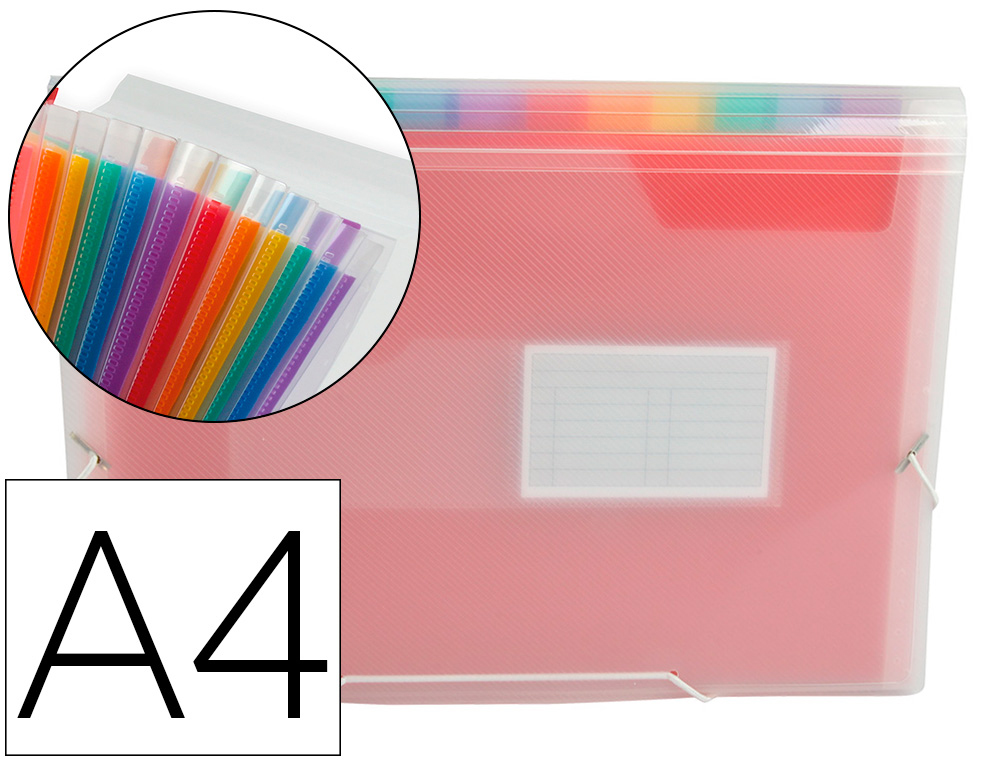 LIDERPAPEL - CARPETA CLASIFICADOR FUELLE 42159 POLIPROPILENO A4 TTE 2 HUECOS TARJETAS SPECTRAFILE 13 DPTO (Ref.FU08)