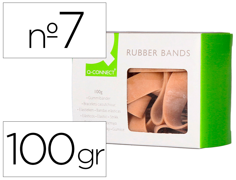 Q-CONNECT - Bandas elasticas 100 gr 70x5 mm numero 7 (Ref. KF14646)