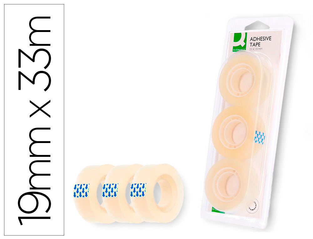 Q-CONNECT - CINTA ADHESIVA 33 MT X 19 MM -BLISTER 3 (Ref.KF27013)