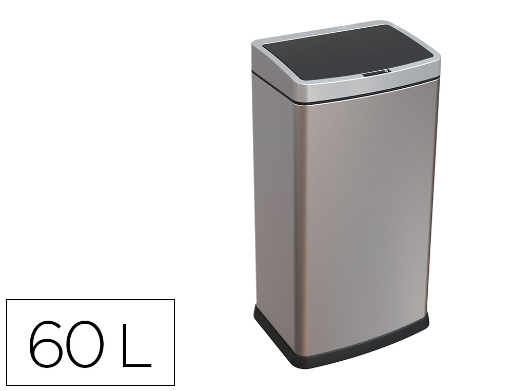 Q-CONNECT - Papelera metalica con sensor automatico capacidad 60 litros 630x270x400 mm (Ref. KF11309)