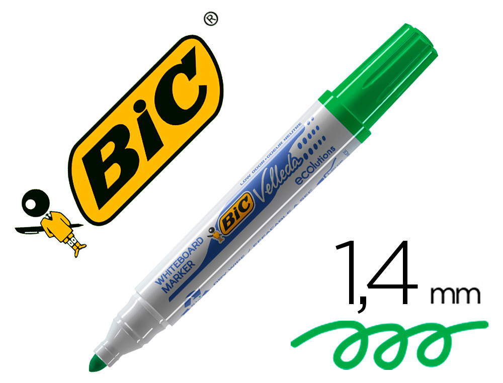 BIC - ROTULADOR VELLEDA PARA PIZARRA VERDE PUNTA REDONDA 1,3 MM (Ref.904940)