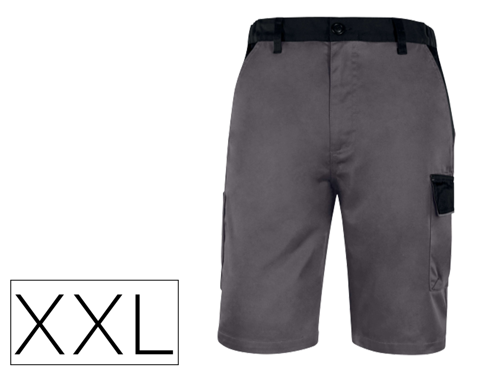 DELTAPLUS - PANTALON DE TRABAJO BERMUDA CINTURA AJUSTABLE 5 BOLSILLO COLOR GRIS VERDE TALLA XXXL (Ref.M6BERGR-XX)