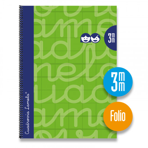 LAMELA - Cuaderno espiral Folio verde 80 h cuadrícula 3 (Ref.7FTE003V)