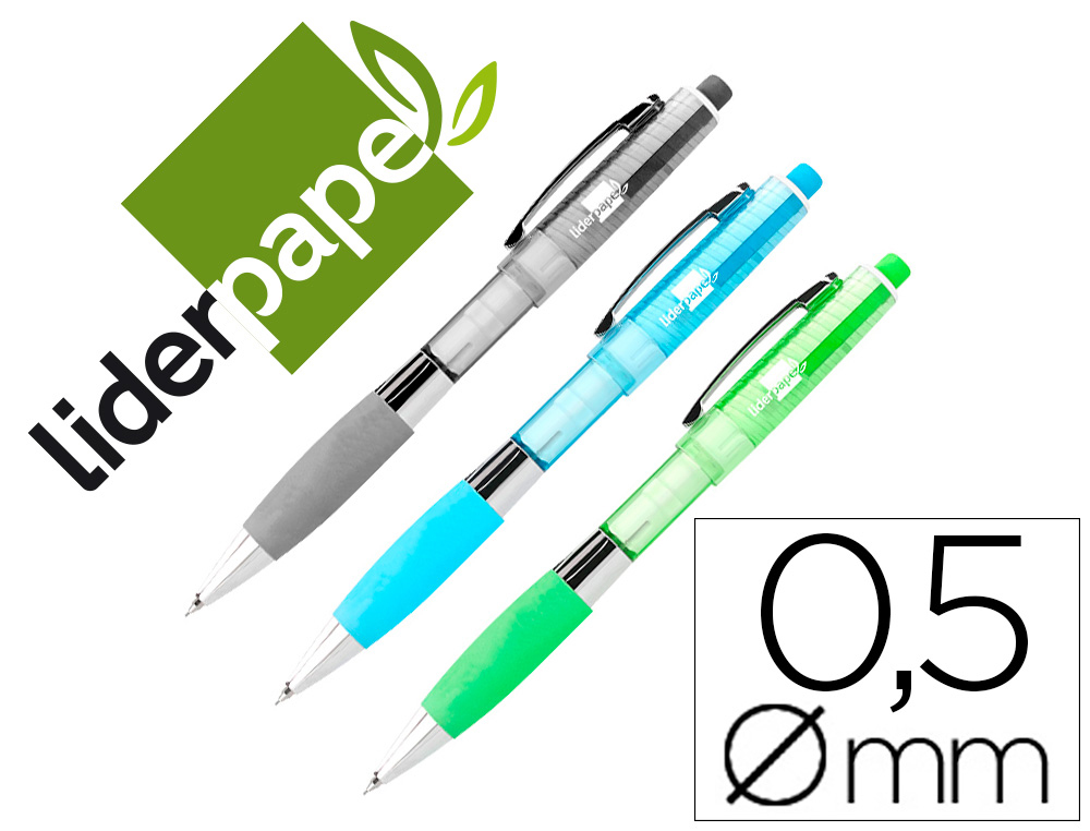 LIDERPAPEL - PORTAMINAS 0.5 MM CON GOMA Y SUJECION SOFT COLORES SURTIDOS (Ref.MI09)