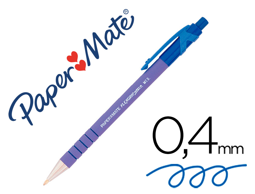 PAPER MATE - Boligrafo retractil Flexgrip Retráctil azul trazo 0,4 mm Floating Ball (Ref.S0190433)