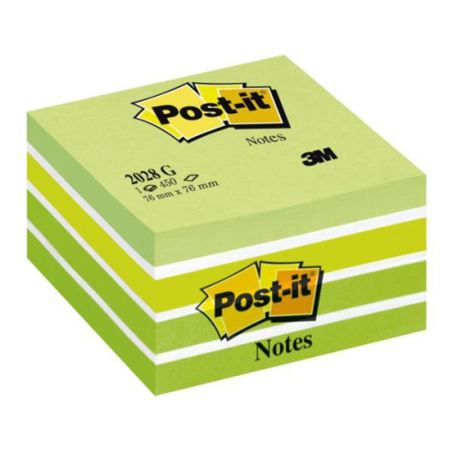 POST-IT - Cubo notas adhesivas 450h Verde pastel 76x76mm (Ref.FT510093238)