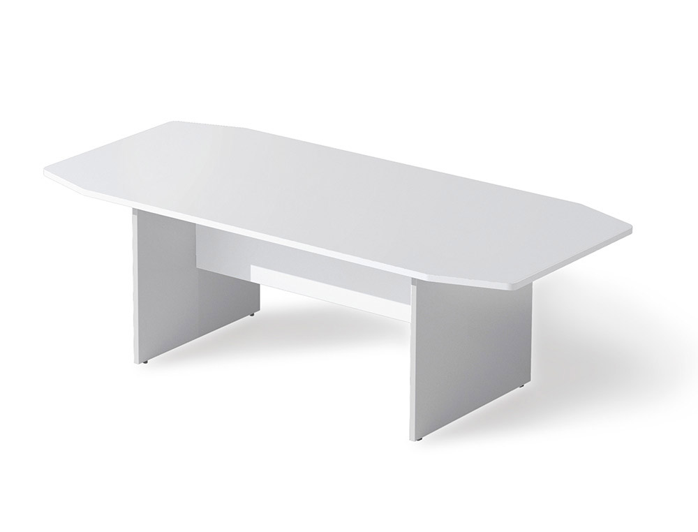 ROCADA - MESA DE REUNION MEETING ESTRUCTURA MADERA GRIS ALUMINIO TABLERO MADERA BLANCO 220X100X72 CM (Ref.3003AB04)
