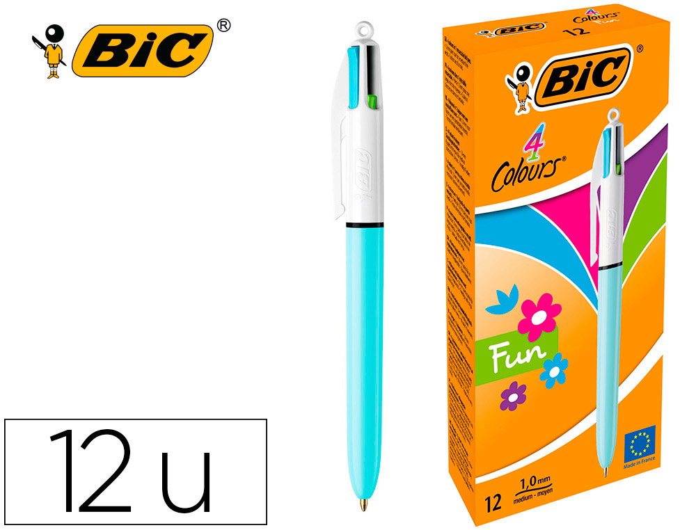 BIC - Boligrafo retractil 4 Colores Trazo medio 0,3 mm (Ref.887777)