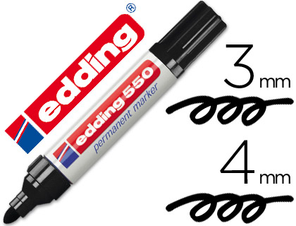 EDDING - 550 MARCADOR PERMANENTE PUNTA CONICA TRAZO 3-4 MM. RECARGABLE NEGRO (Ref.550-01)