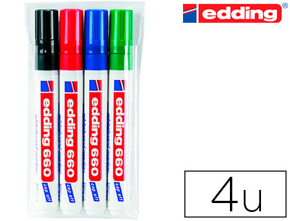 EDDING - Estuche 4 MARCADORES DE PIZARRA BLANCA SURT660/4S (Ref.660/4 S)