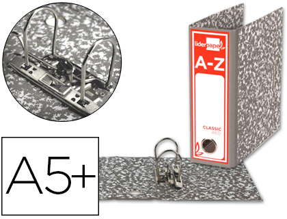 LIDERPAPEL - ARCHIVADOR DE PALANCA CUARTO APAISADO CLASSIC RED SIN RADO LOMO 80MM GRIS COMPRESOR METALICO (Ref.AZ09)