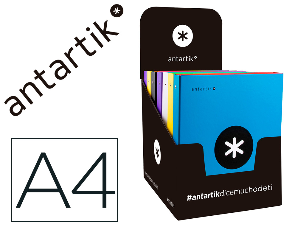 LIDERPAPEL - CARPETA 4 ANILLAS 40 MM REDOND AS ANTARTIK A4 FORRADA COLORES SURTIDOS (Ref.KA35)