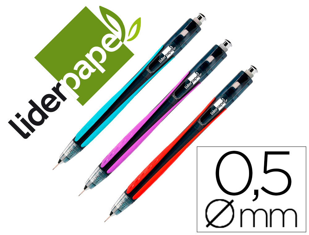 LIDERPAPEL - PORTAMINAS 0.5 MM CON PUNTA RETRACTIL Y SUJECIONDE CAUCHO COLORES SURTIDOS (Ref.MI08)