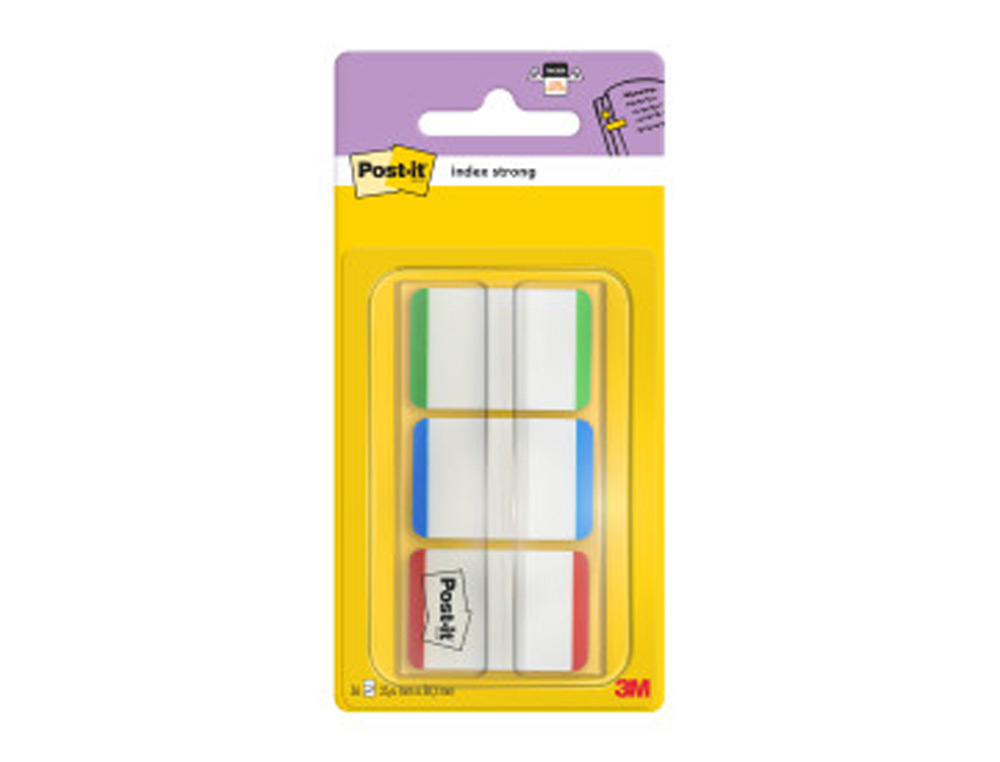 POST-IT - BANDERITAS SEPARADORAS POST-INDEX VERDE ROJO Y AZUL DISPENSADOR FUNDA 3X22 (Ref.XA004806205)