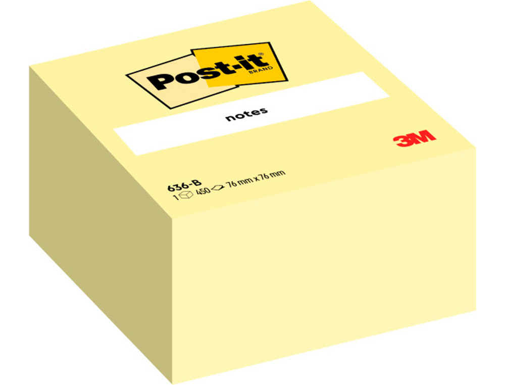 POST-IT - Cubo notas adhesivas 450h Amarillo 76x76mm (Ref.FT510018763)