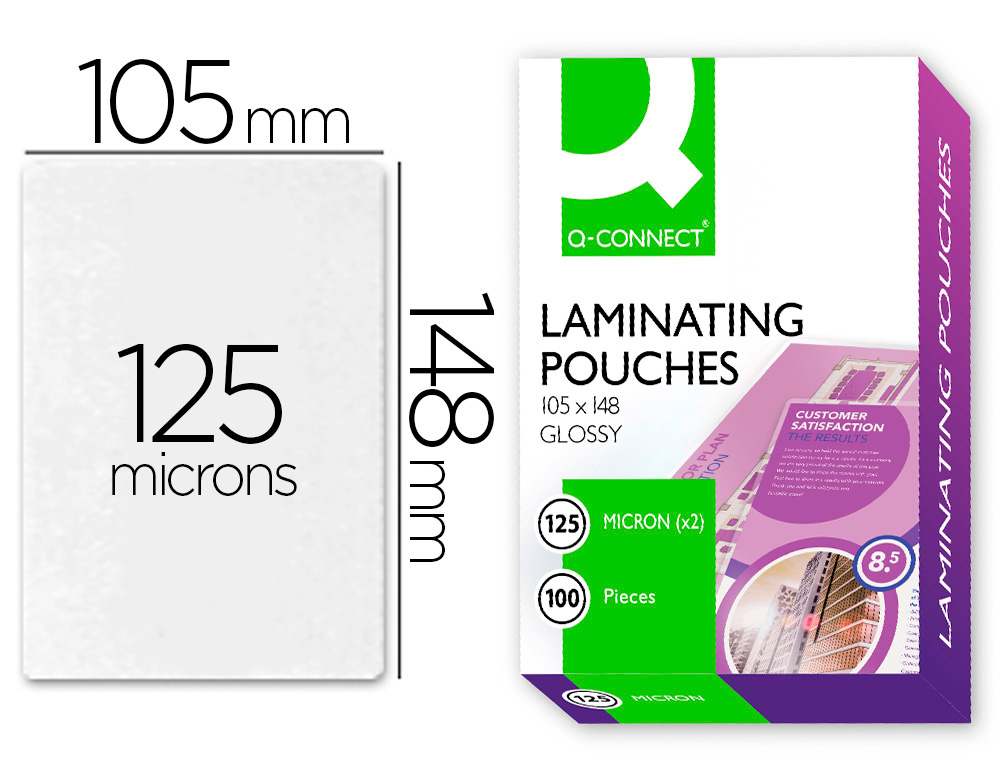Q-CONNECT - BOLSA DE PLASTIFICAR 105 X 148 MM DIN A6 125 MC CAJA DE 100 UDS (Ref.KF11117)