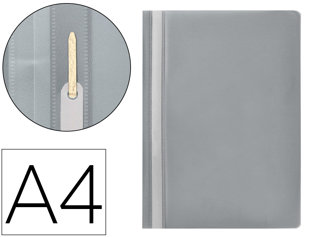 Q-CONNECT - CARPETA DOSSIER FASTENER PLASTICO DIN A4 GRIS (Ref.KF01650)