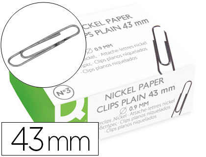 Q-CONNECT - CLIPS NIQUELADOS Nº3 43 MM CAJA DE 100 (Ref.KF04473)